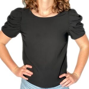 Amanda Uprichard Black Puffy Sleeve Top SM